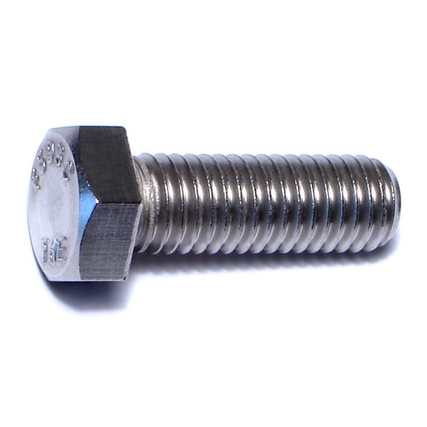 Midwest Fastener 1/2"-13 Hex Head Cap Screw, 18-8 Stainless Steel, 1-1/2 in L, 25 PK 50566